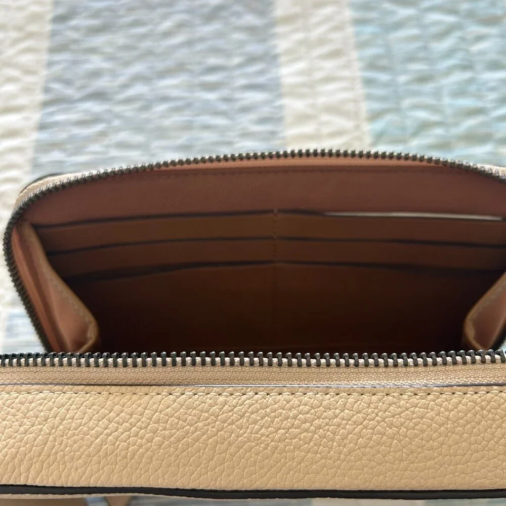 Coach Beige Pebbled Leather Crossbody with Coin Pouch